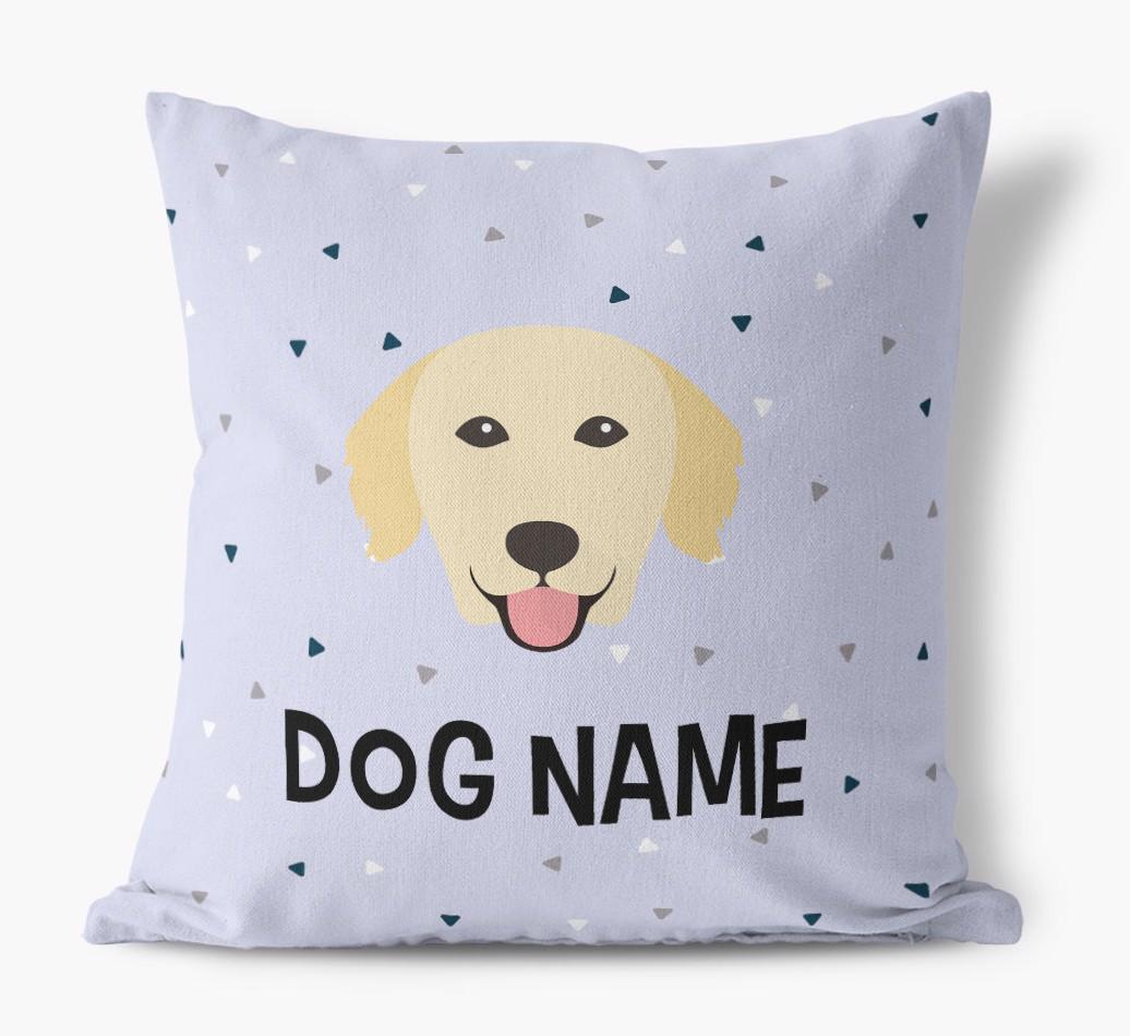 Triangle Pattern with {dogsName}'s Icon: Personalized Canvas Pillow
