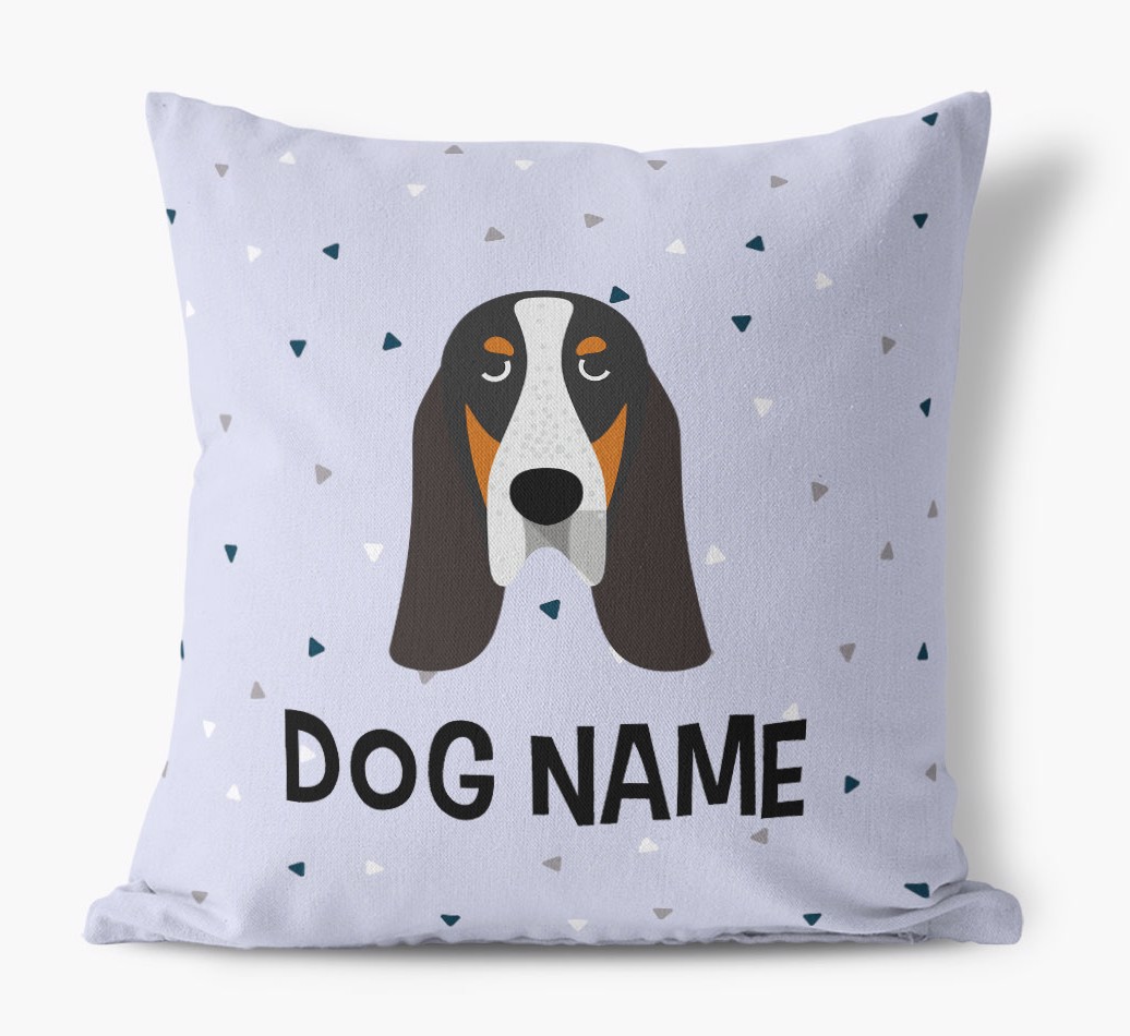 Triangle Pattern with {dogsName}'s Icon: Personalised Canvas Cushion