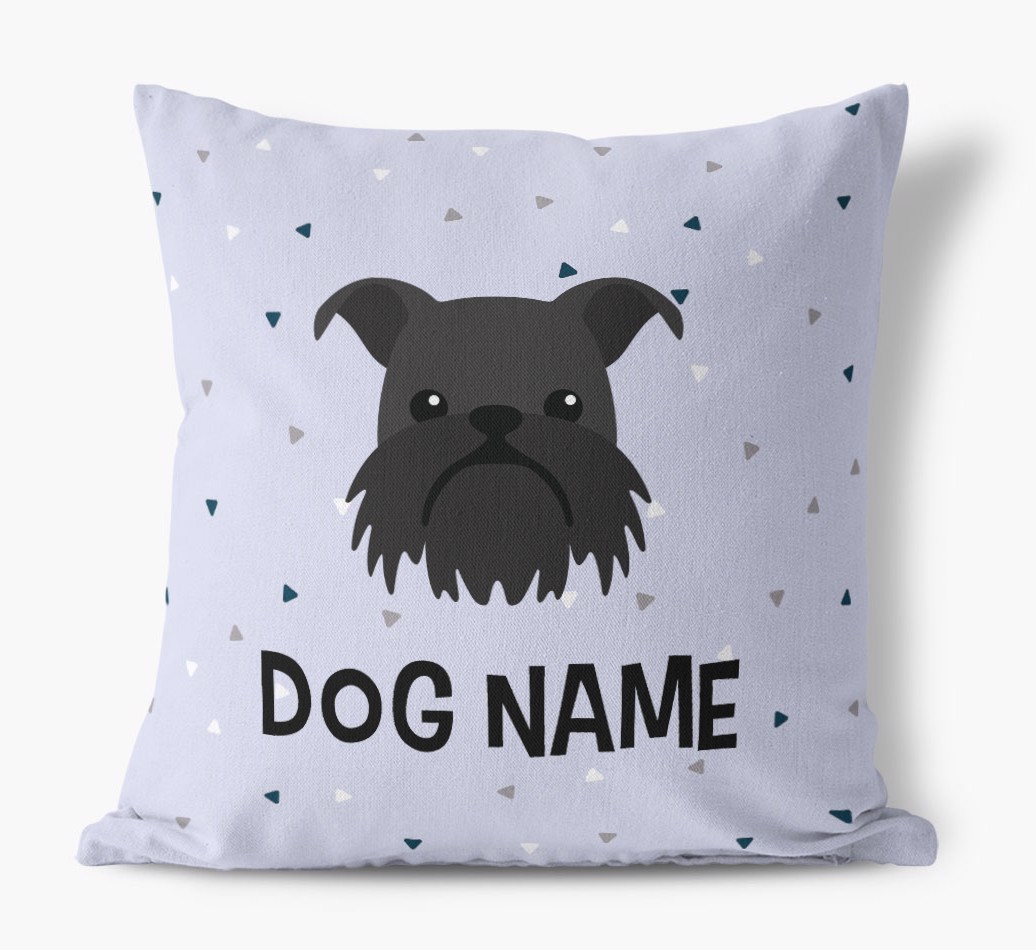 Triangle Pattern with {dogsName}'s Icon: Personalised Canvas Cushion