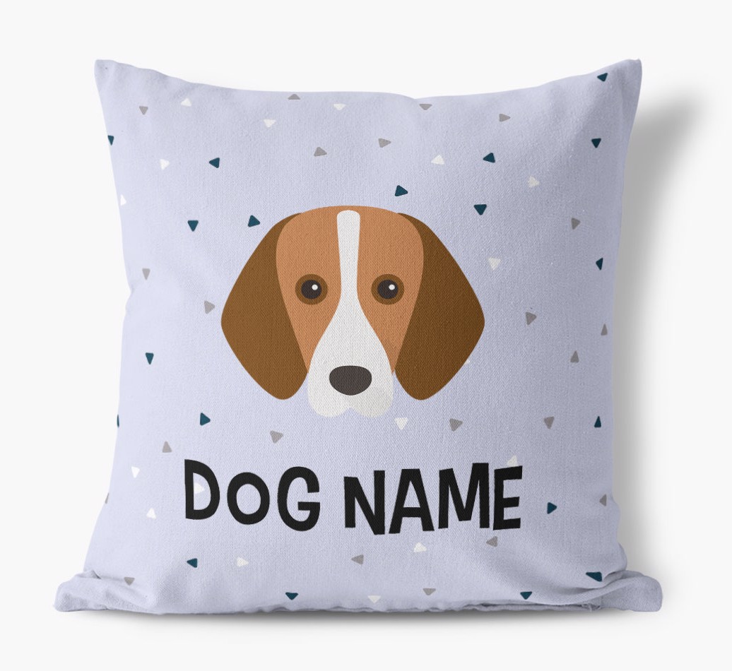 Triangle Pattern with {dogsName}'s Icon: Personalised Canvas Cushion
