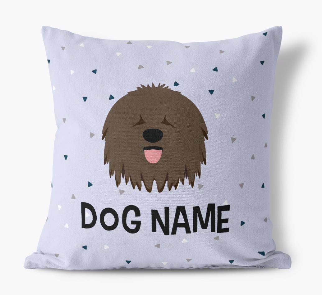 Triangle Pattern with {dogsName}'s Icon: Personalised Canvas Cushion