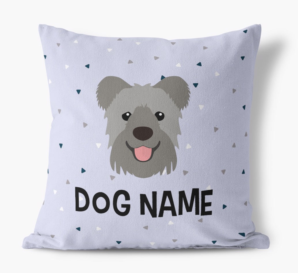 Triangle Pattern with {dogsName}'s Icon: Personalised Canvas Cushion