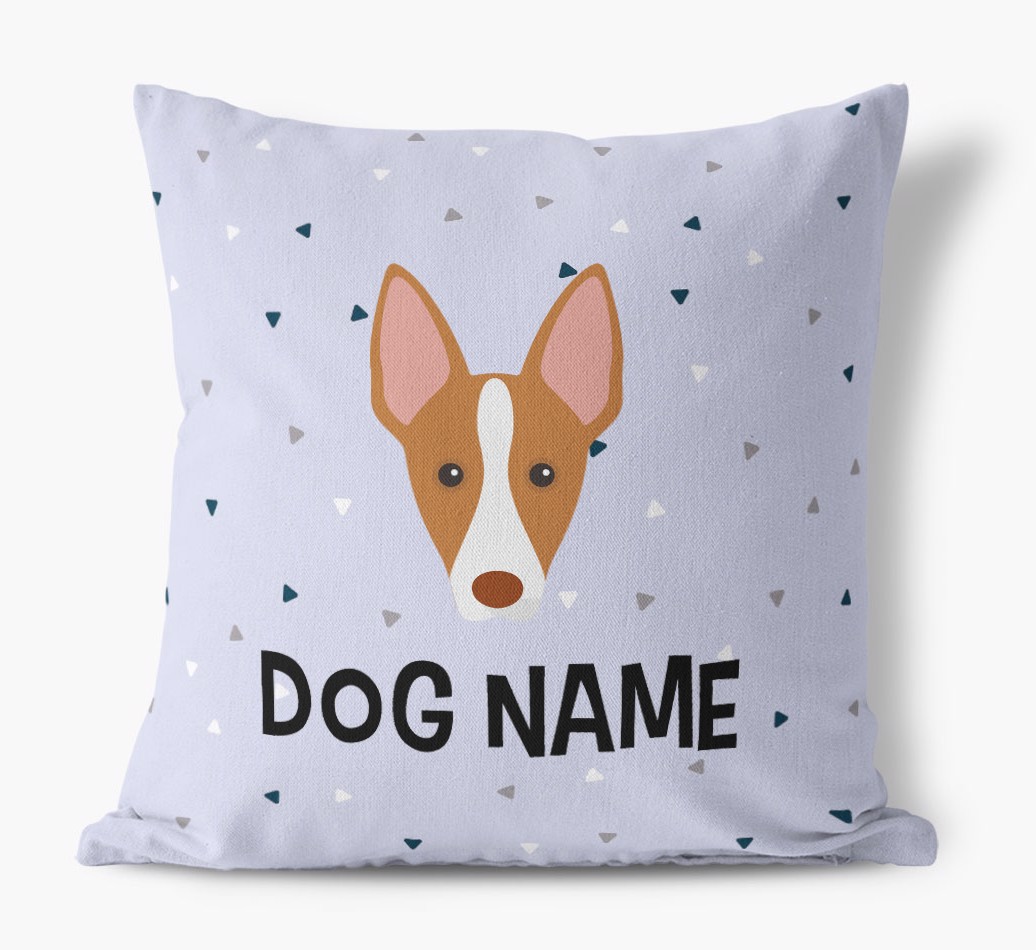 Triangle Pattern with {dogsName}'s Icon: Personalised Canvas Cushion