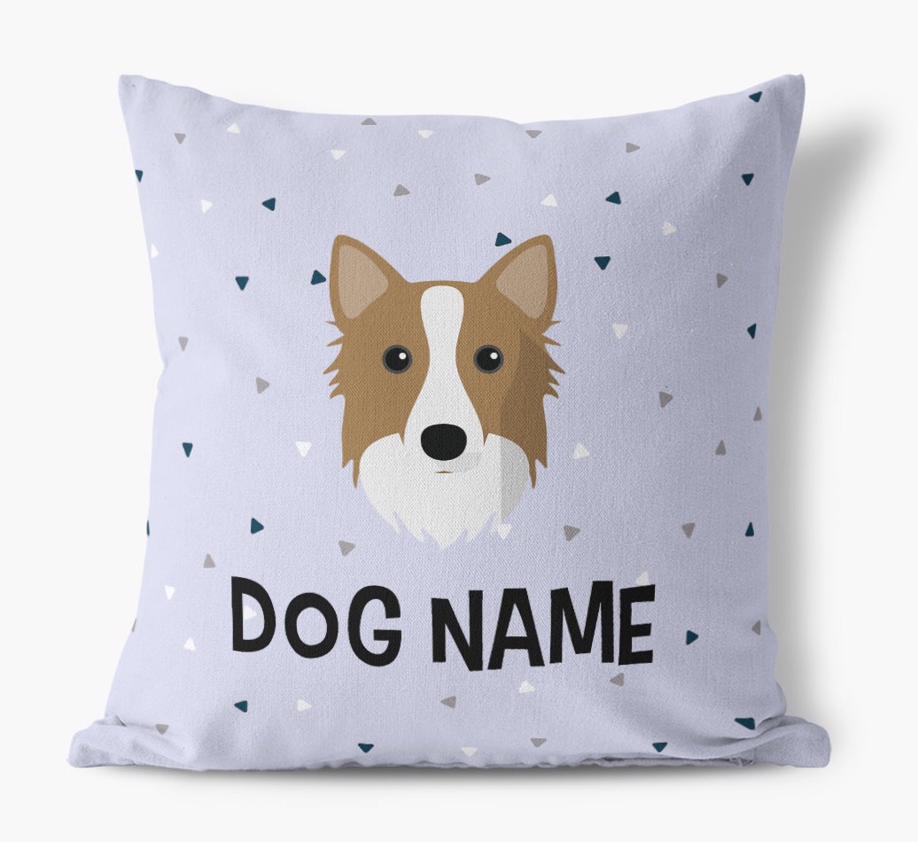Triangle Pattern with {dogsName}'s Icon: Personalised Canvas Cushion