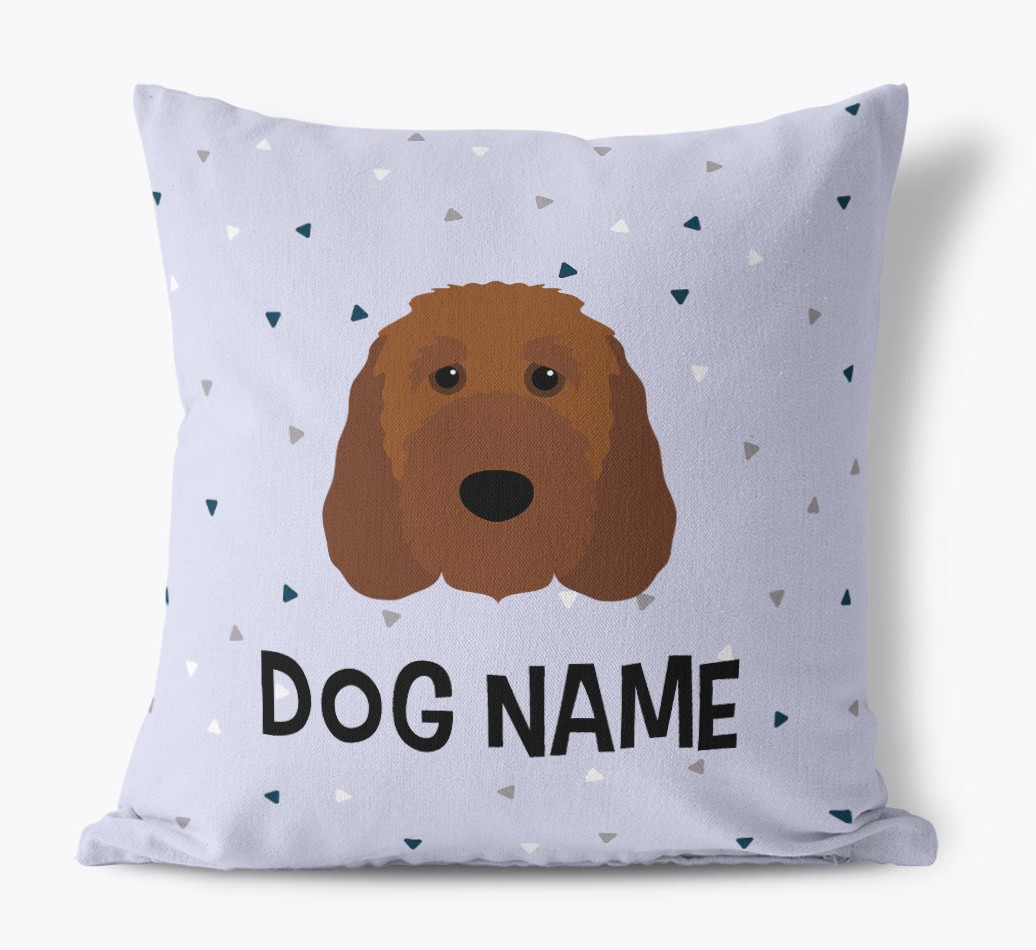 Triangle Pattern with {dogsName}'s Icon: Personalised Canvas Cushion