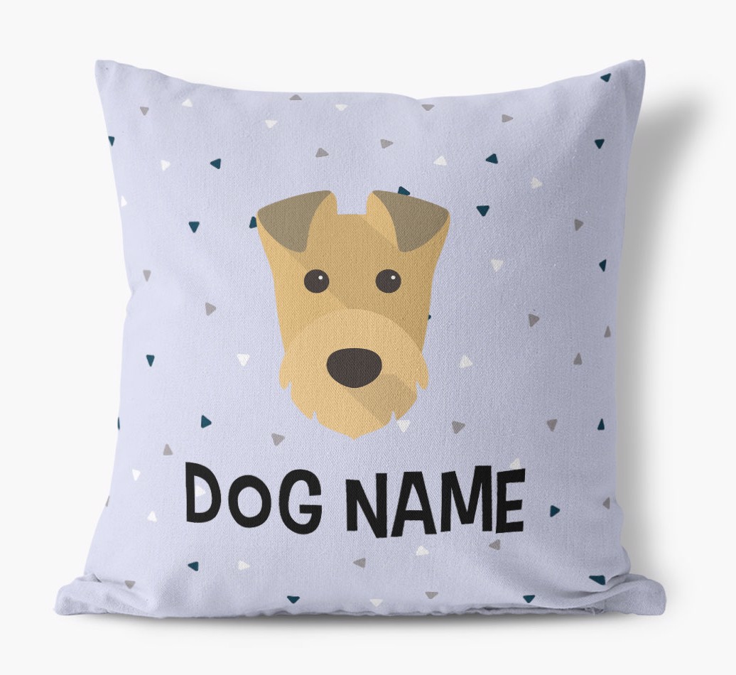 Triangle Pattern with {dogsName}'s Icon: Personalised Canvas Cushion