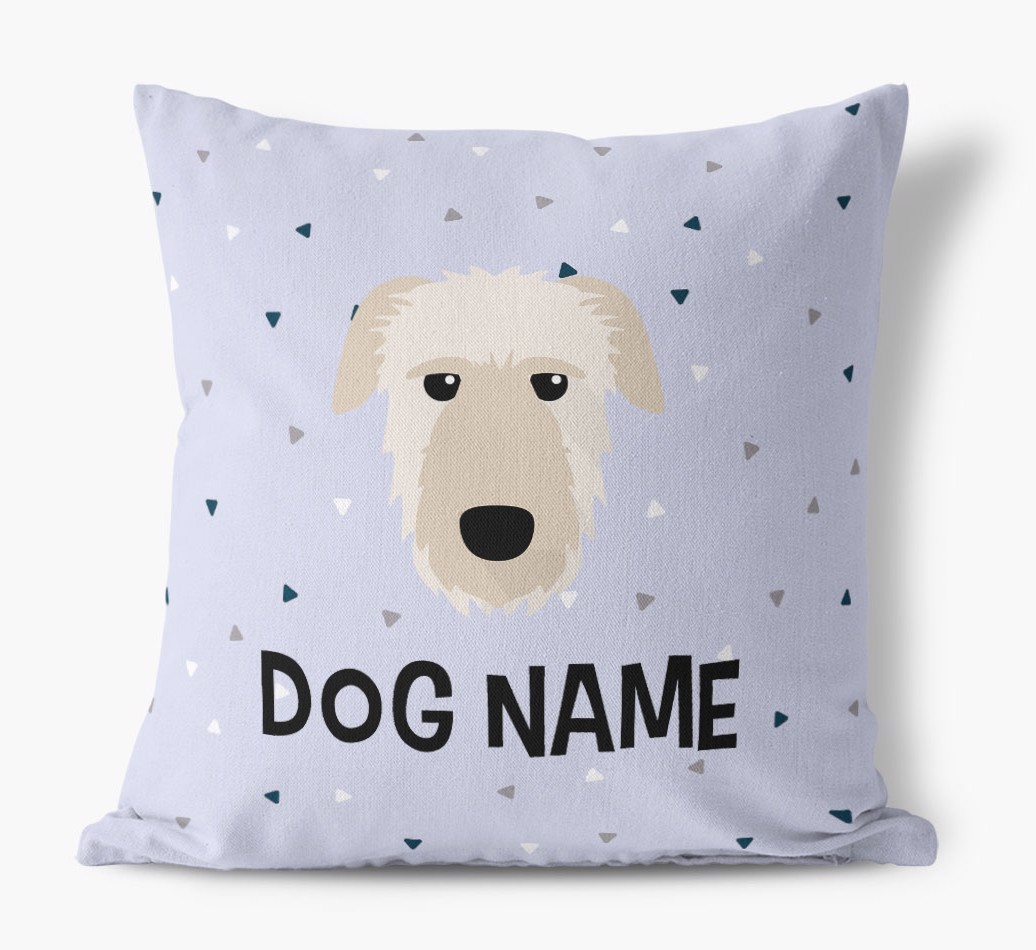 Triangle Pattern with {dogsName}'s Icon: Personalised Canvas Cushion