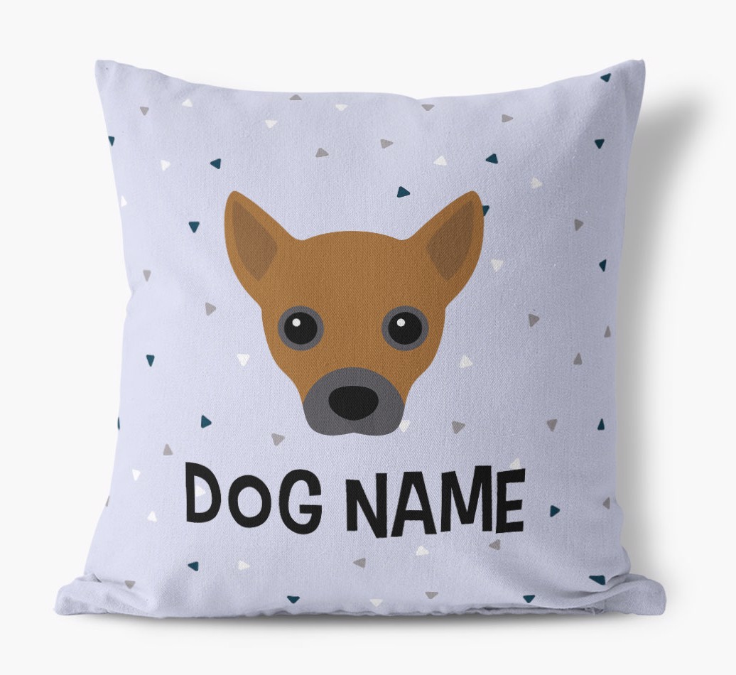 Triangle Pattern with {dogsName}'s Icon: Personalised Canvas Cushion