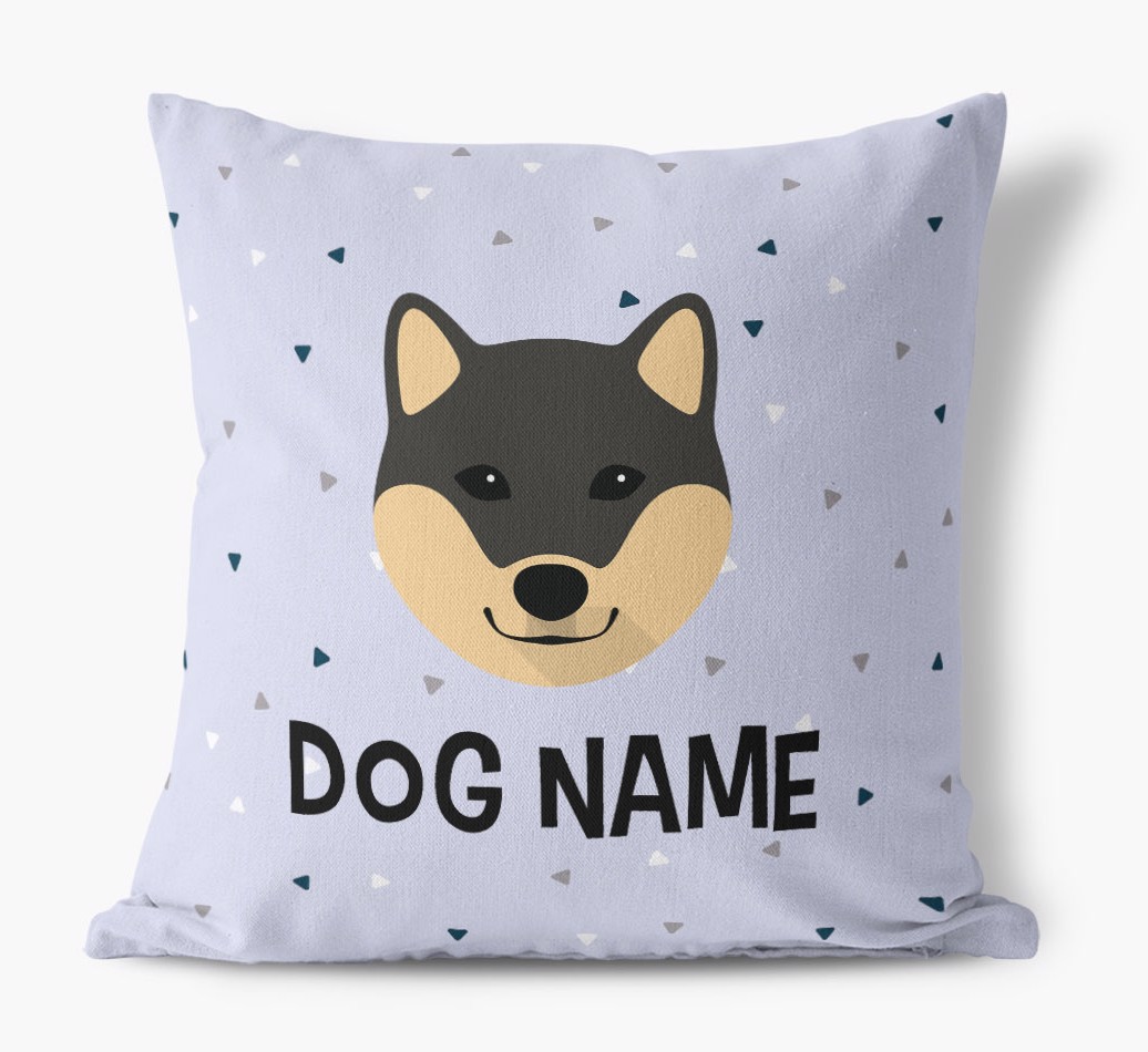 Triangle Pattern with {dogsName}'s Icon: Personalized Canvas Pillow