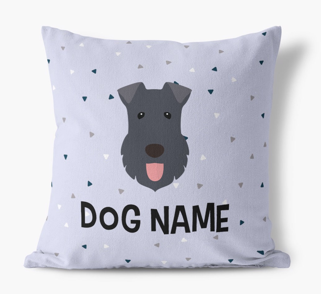 Triangle Pattern with {dogsName}'s Icon: Personalised Canvas Cushion