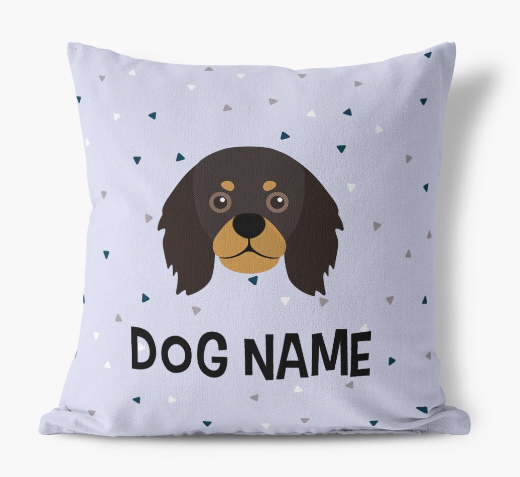 Triangle Pattern with {dogsName}'s Icon: Personalised Canvas Cushion