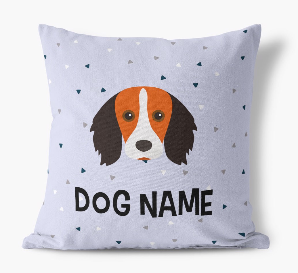 Triangle Pattern with {dogsName}'s Icon: Personalised Canvas Cushion