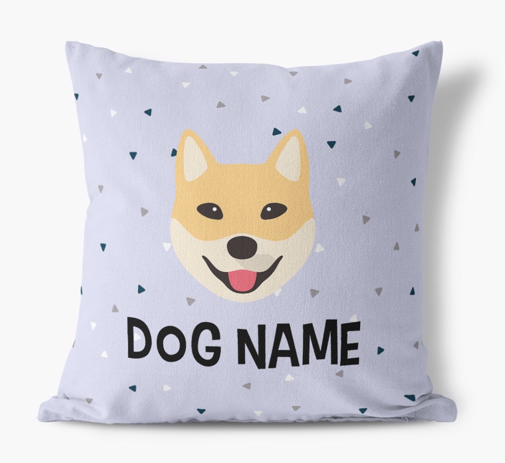 Triangle Pattern with {dogsName}'s Icon: Personalized Canvas Pillow