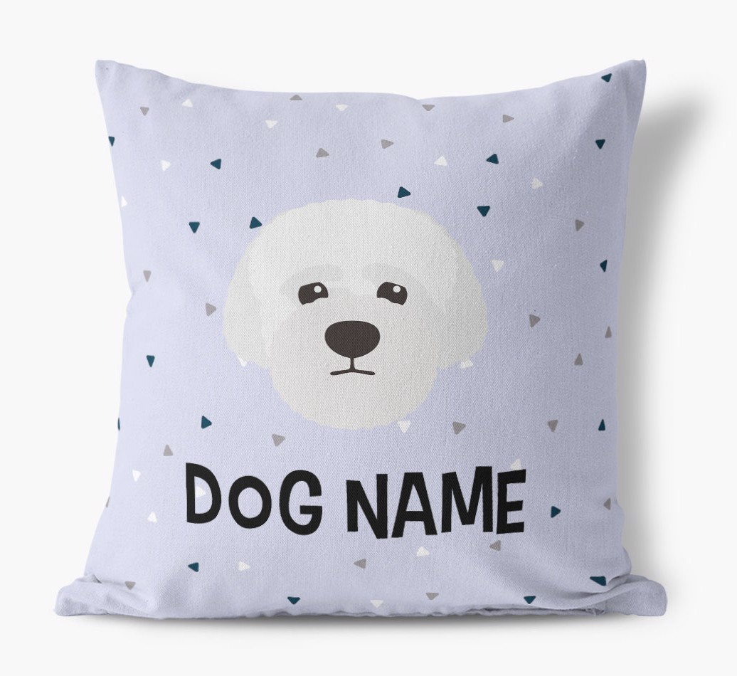 Triangle Pattern with {dogsName}'s Icon: Personalised Canvas Cushion