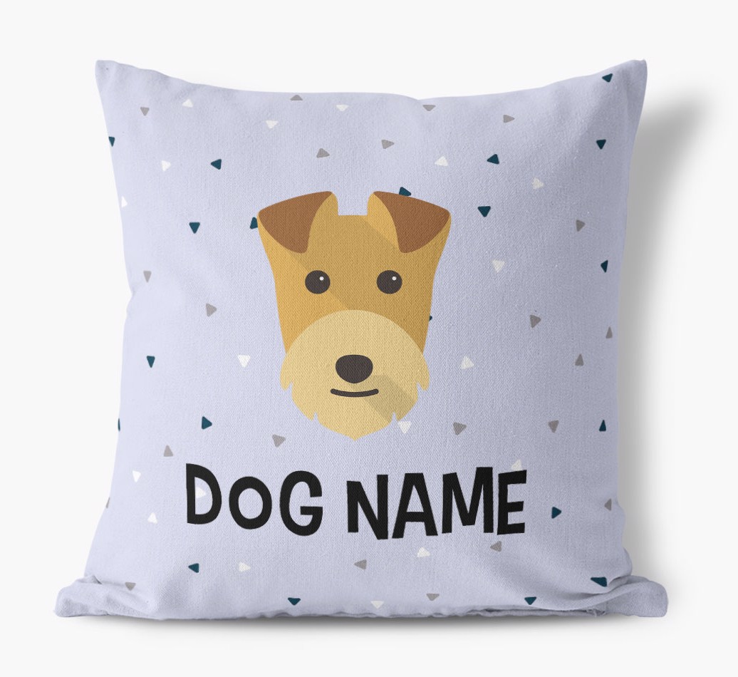 Triangle Pattern with {dogsName}'s Icon: Personalised Canvas Cushion