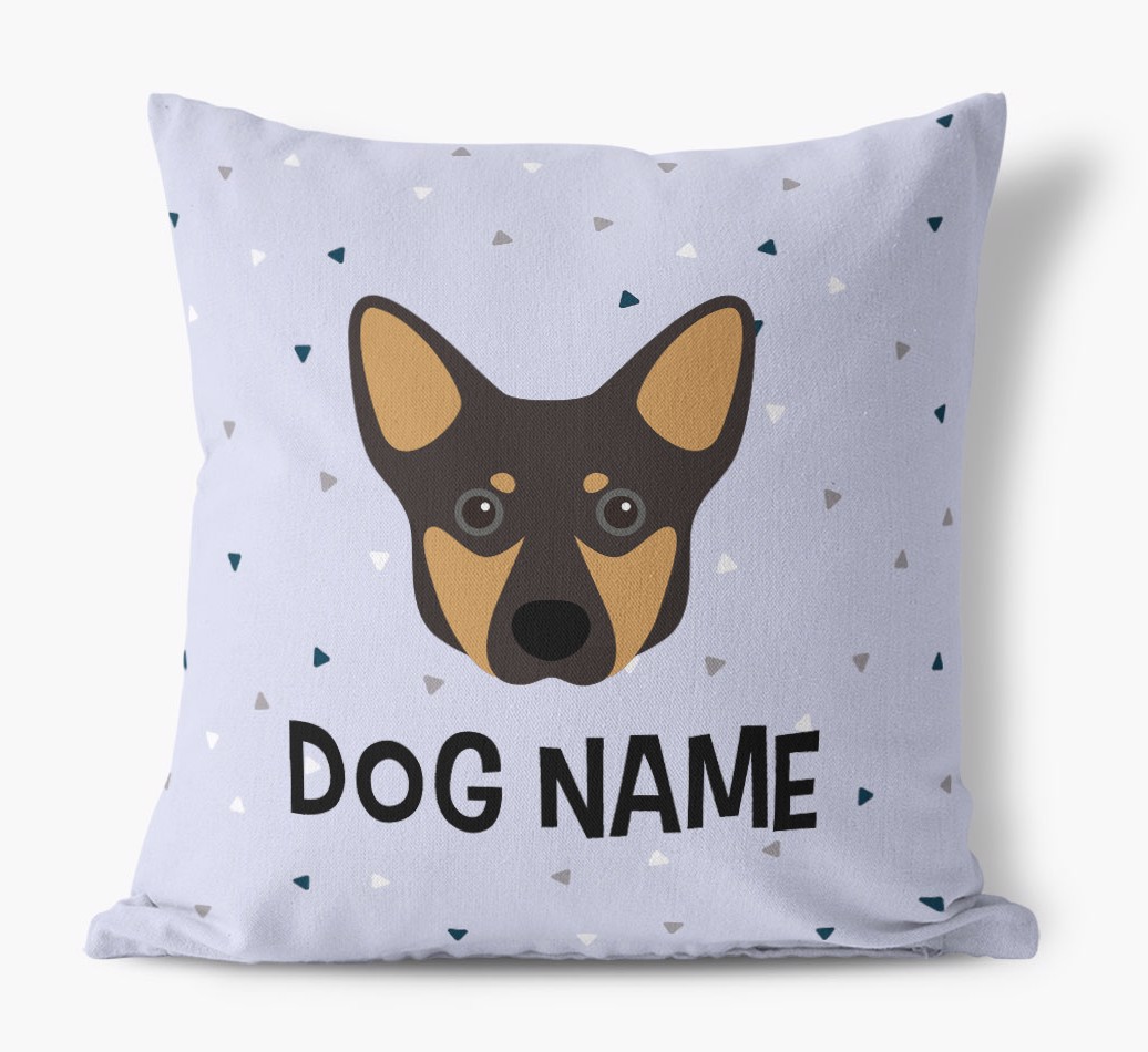 Triangle Pattern with {dogsName}'s Icon: Personalised Canvas Cushion