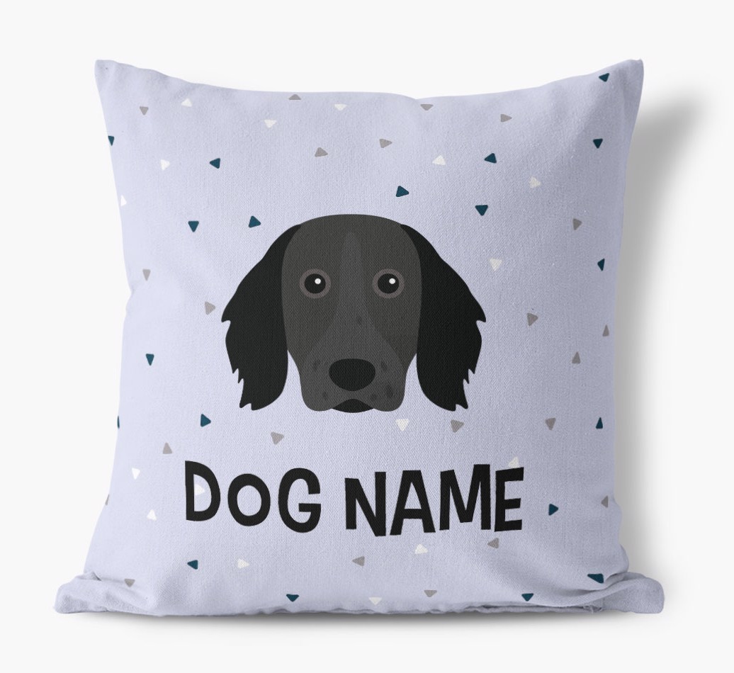 Triangle Pattern with {dogsName}'s Icon: Personalised Canvas Cushion