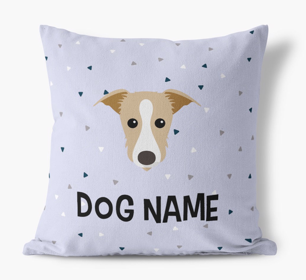 Triangle Pattern with {dogsName}'s Icon: Personalised Canvas Cushion