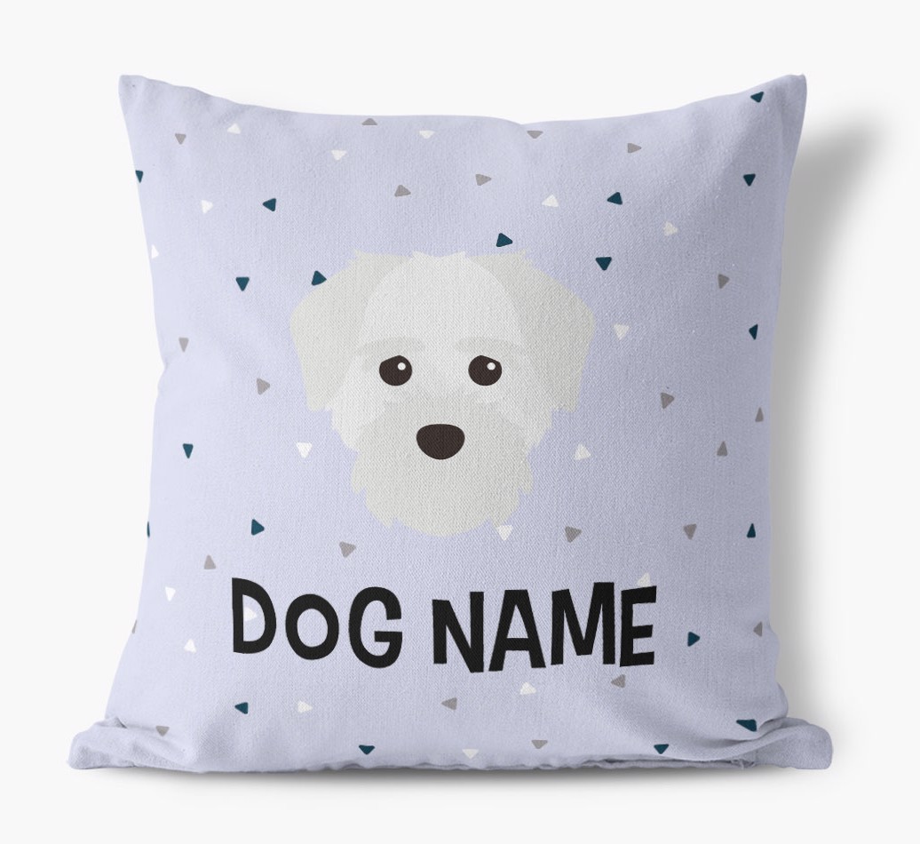 Triangle Pattern with {dogsName}'s Icon: Personalised Canvas Cushion
