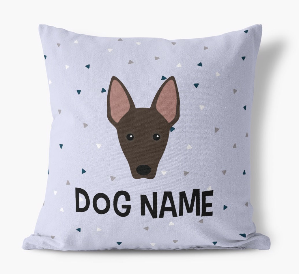 Triangle Pattern with {dogsName}'s Icon: Personalised Canvas Cushion