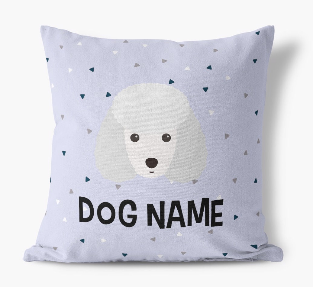 Triangle Pattern with {dogsName}'s Icon: Personalised Canvas Cushion