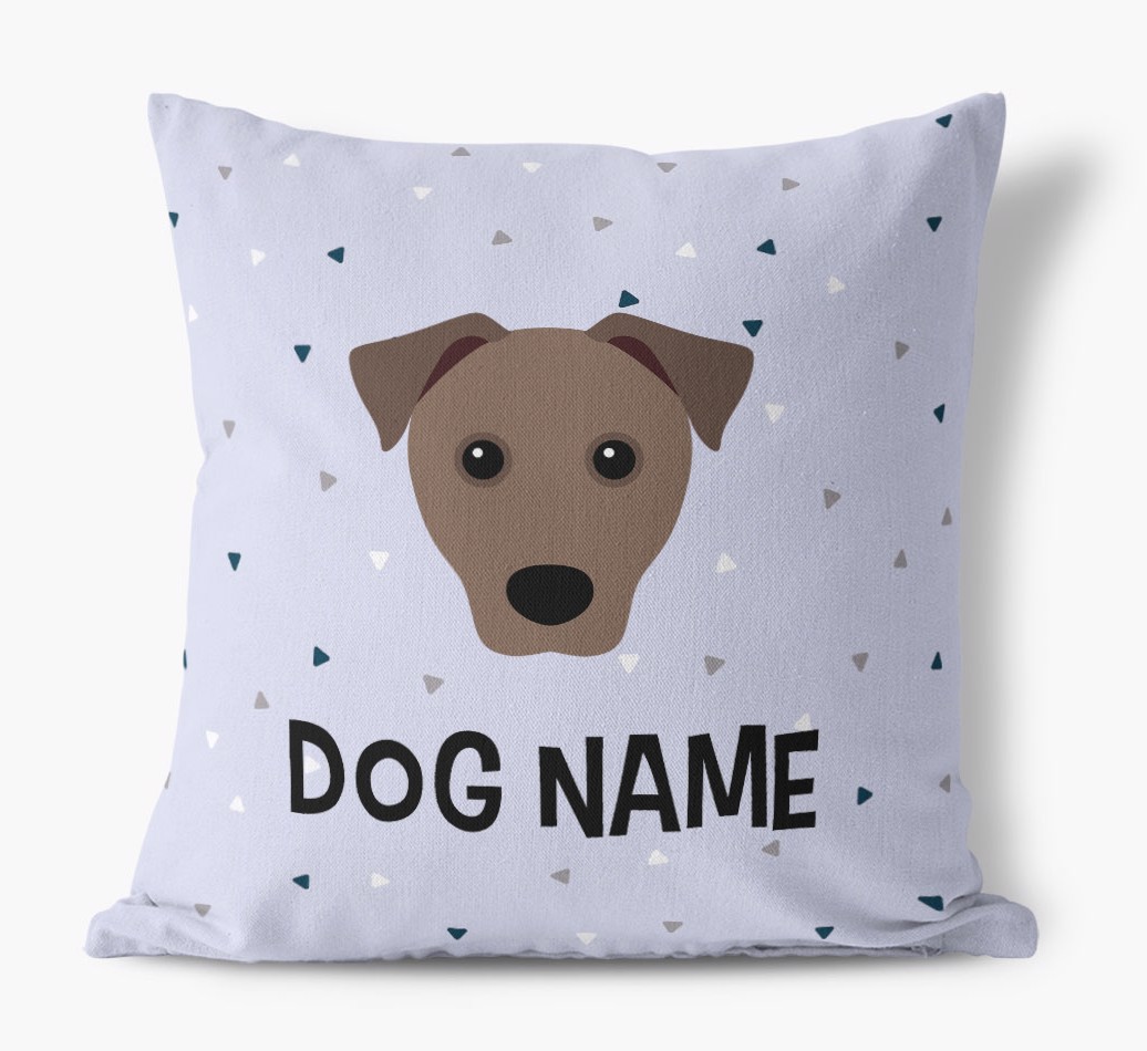 Triangle Pattern with {dogsName}'s Icon: Personalised Canvas Cushion