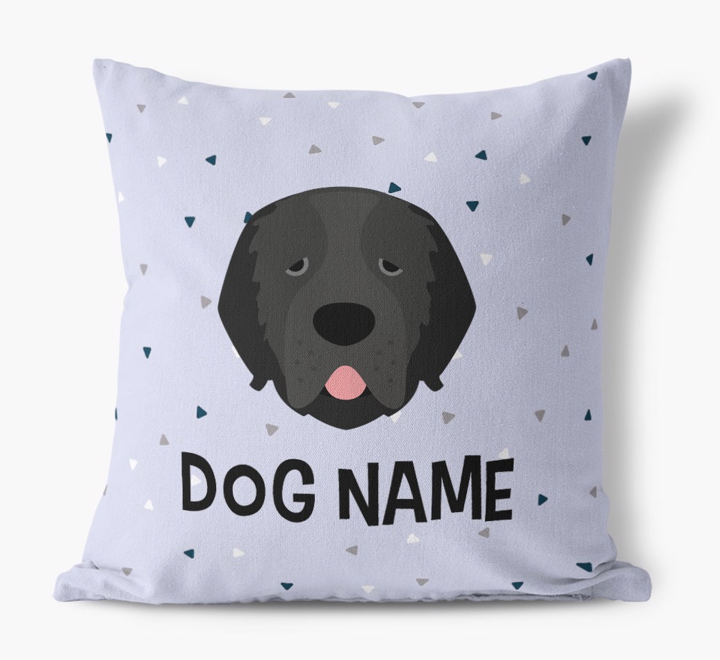 Triangle Pattern with {dogsName}'s Icon: Personalised Canvas Cushion
