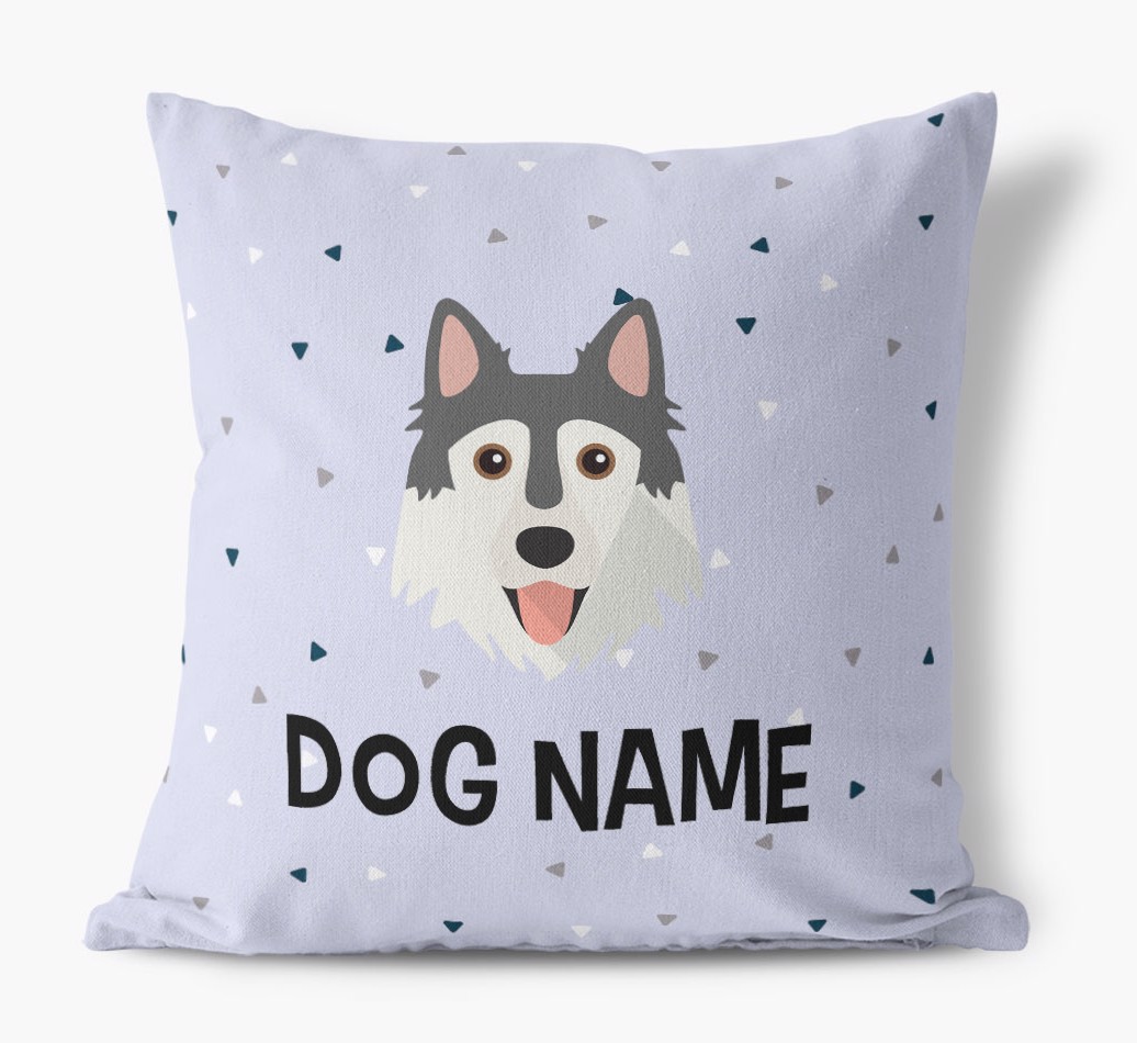 Triangle Pattern with {dogsName}'s Icon: Personalised Canvas Cushion