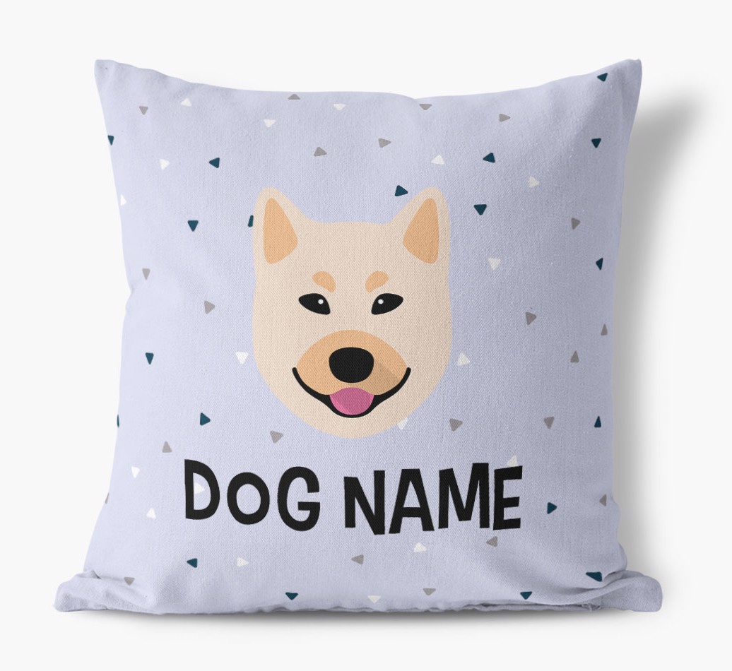 Triangle Pattern with {dogsName}'s Icon: Personalised Canvas Cushion