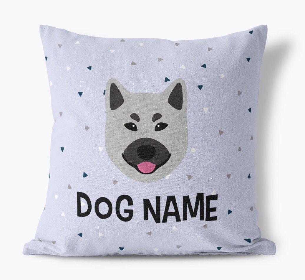 Triangle Pattern with {dogsName}'s Icon: Personalised Canvas Cushion