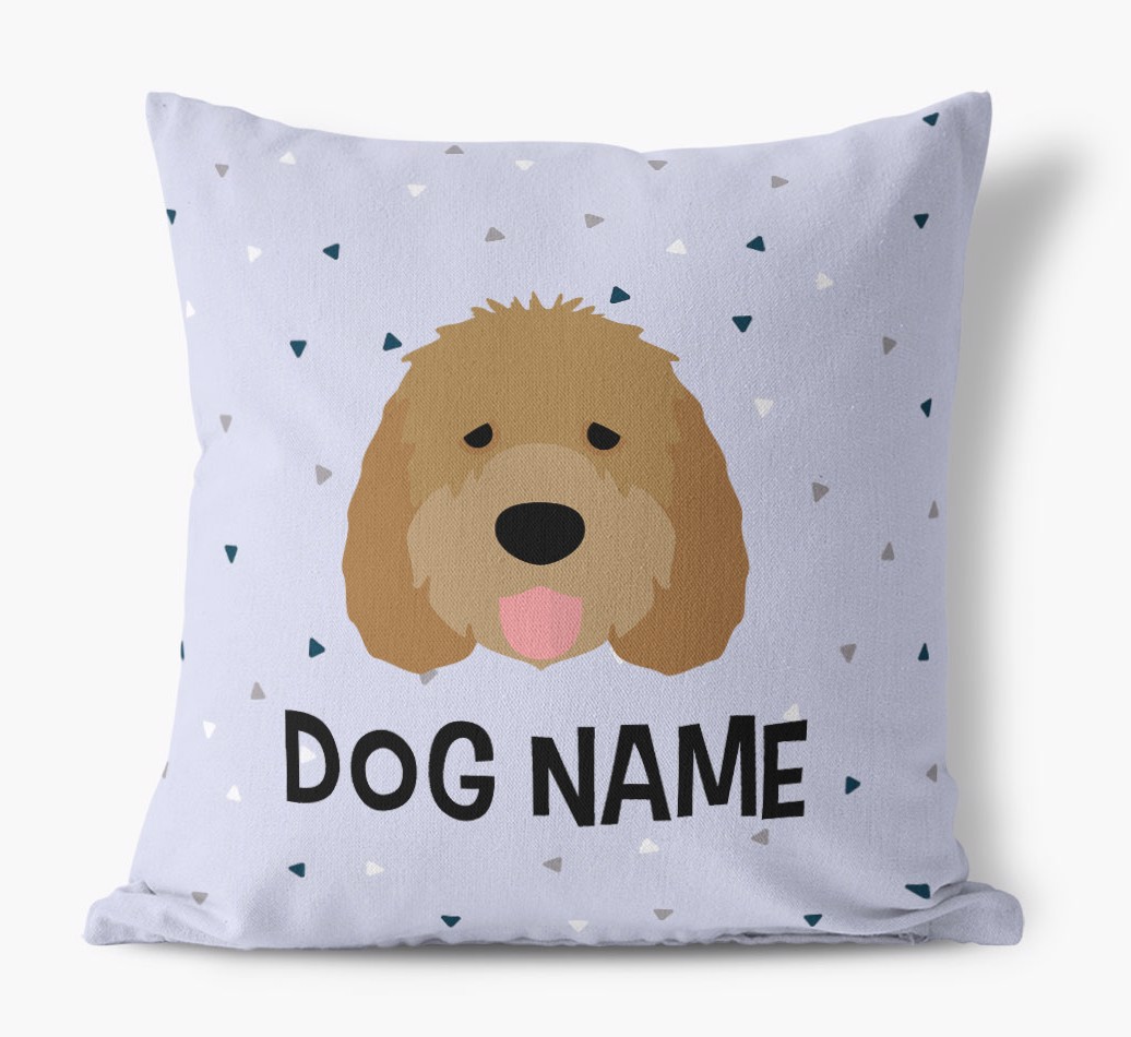 Triangle Pattern with {dogsName}'s Icon: Personalized Canvas Pillow