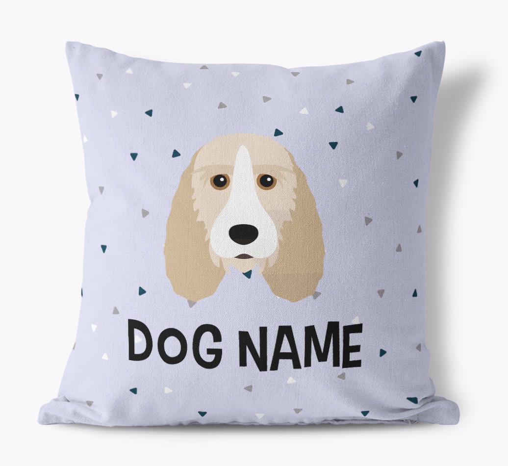 Triangle Pattern with {dogsName}'s Icon: Personalised Canvas Cushion