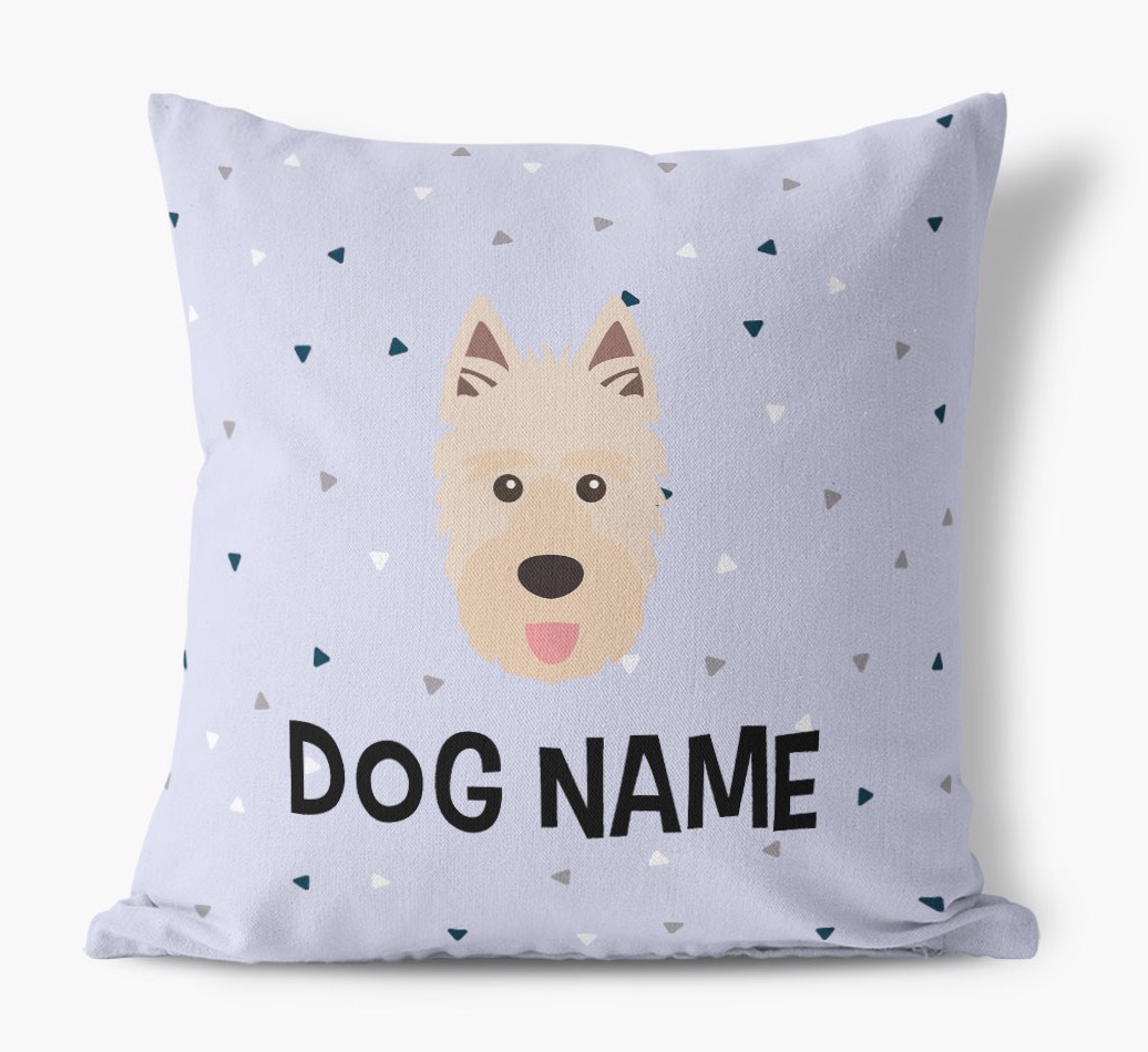 Triangle Pattern with {dogsName}'s Icon: Personalised Canvas Cushion