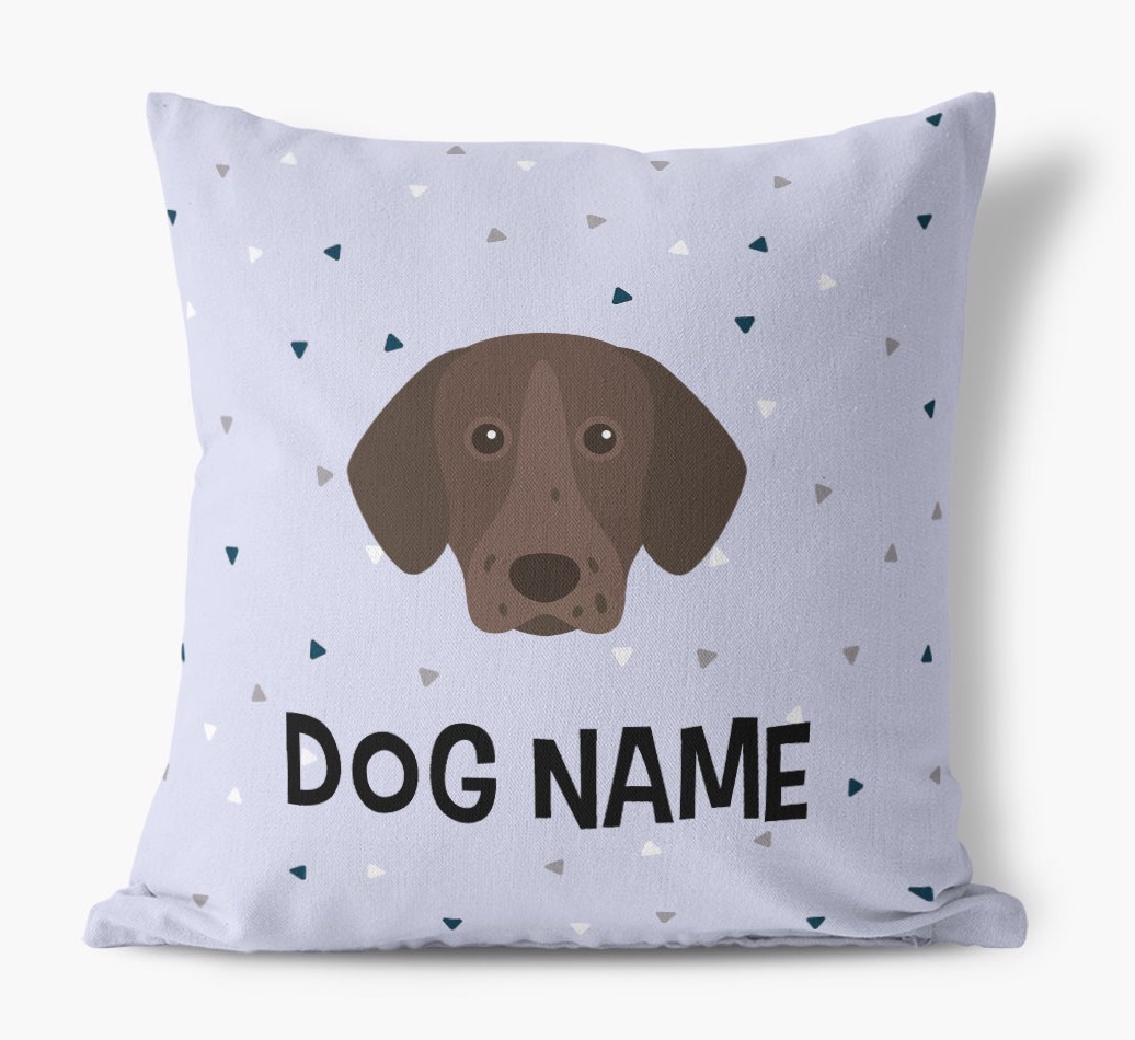 Triangle Pattern with {dogsName}'s Icon: Personalised Canvas Cushion