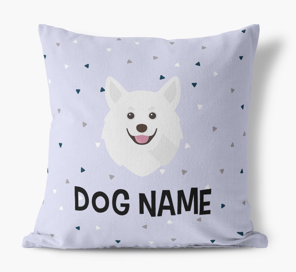 Triangle Pattern with {dogsName}'s Icon: Personalised Canvas Cushion