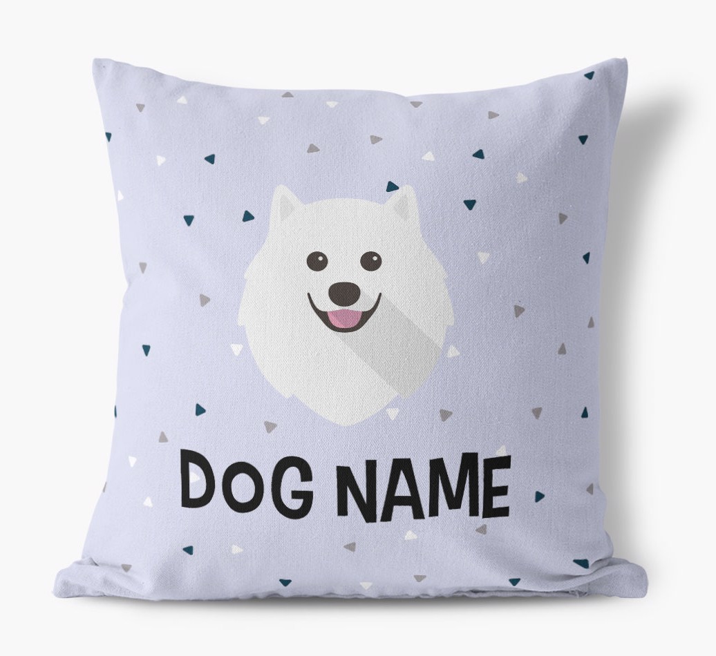 Triangle Pattern with {dogsName}'s Icon: Personalised Canvas Cushion