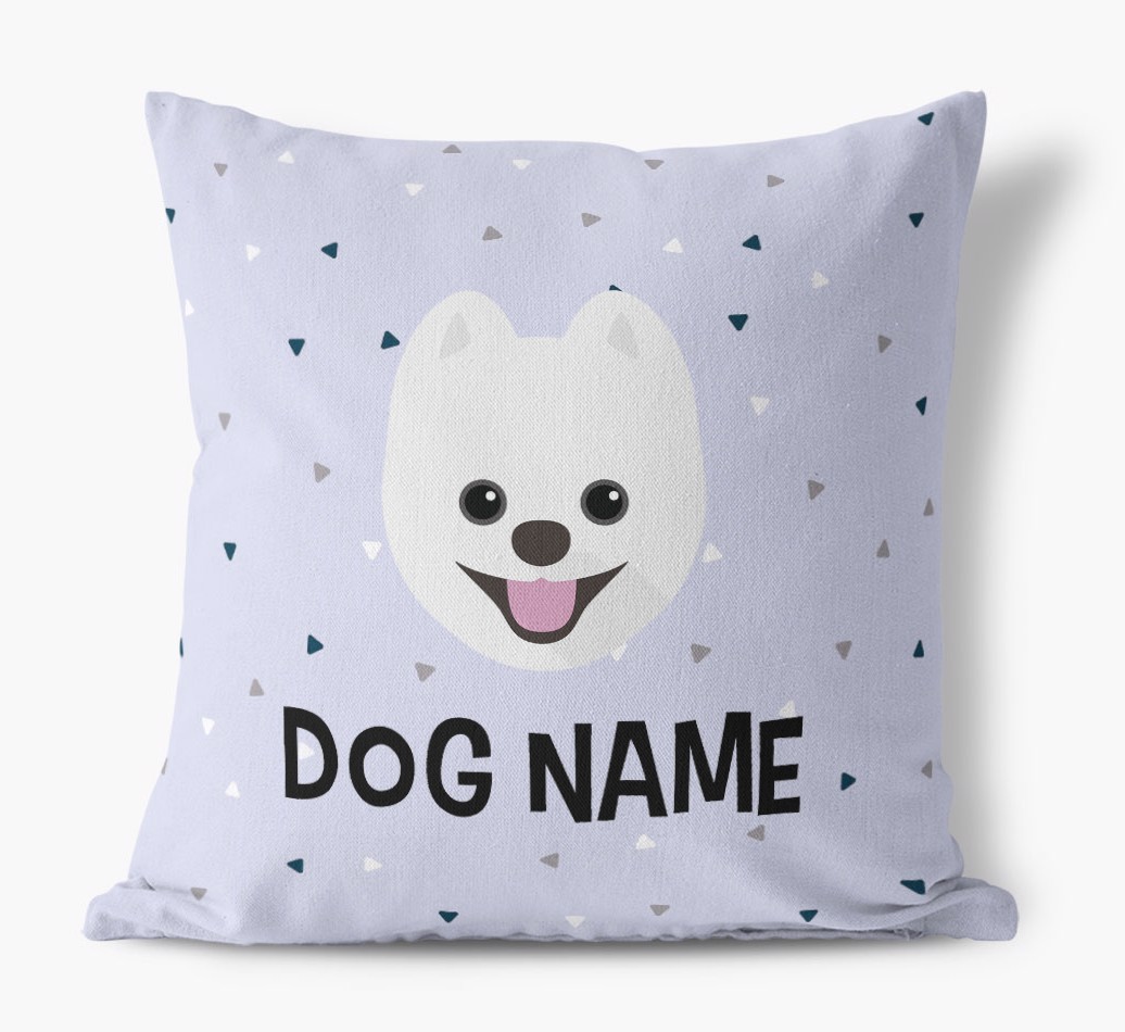 Triangle Pattern with {dogsName}'s Icon: Personalized Canvas Pillow