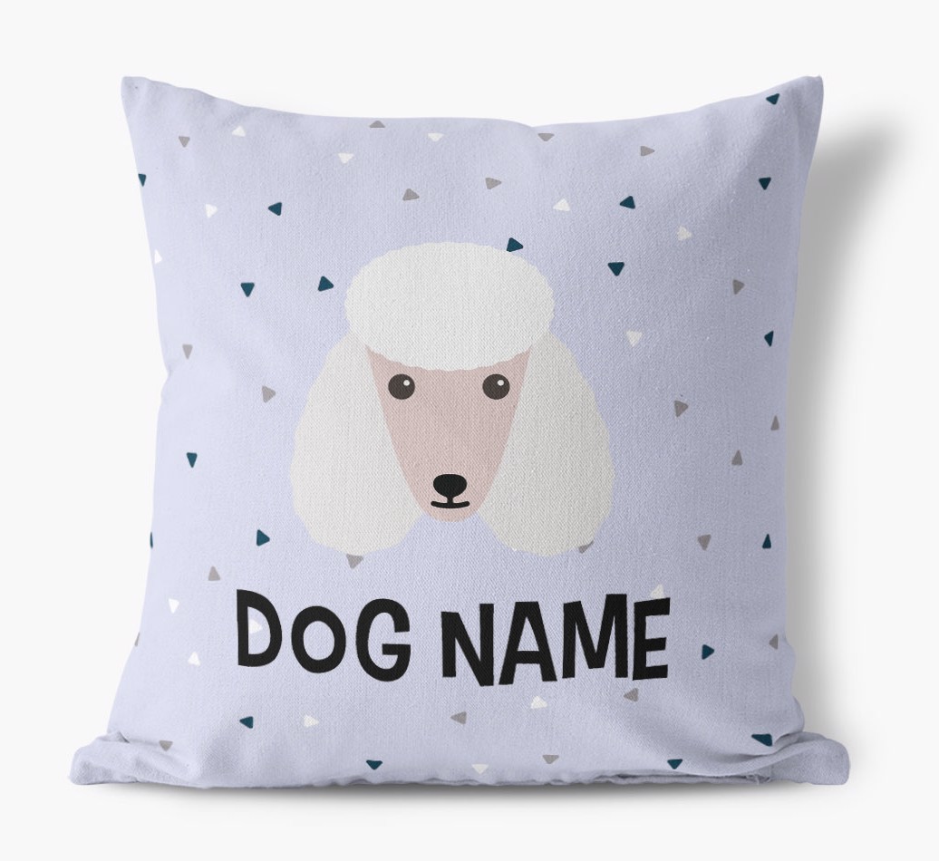 Triangle Pattern with {dogsName}'s Icon: Personalised Canvas Cushion