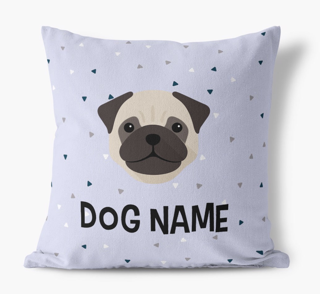 Triangle Pattern with {dogsName}'s Icon: Personalised Canvas Cushion
