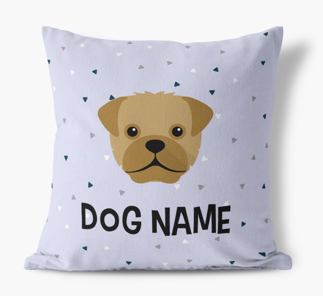 Triangle Pattern with {dogsName}'s Icon: Personalised Canvas Cushion