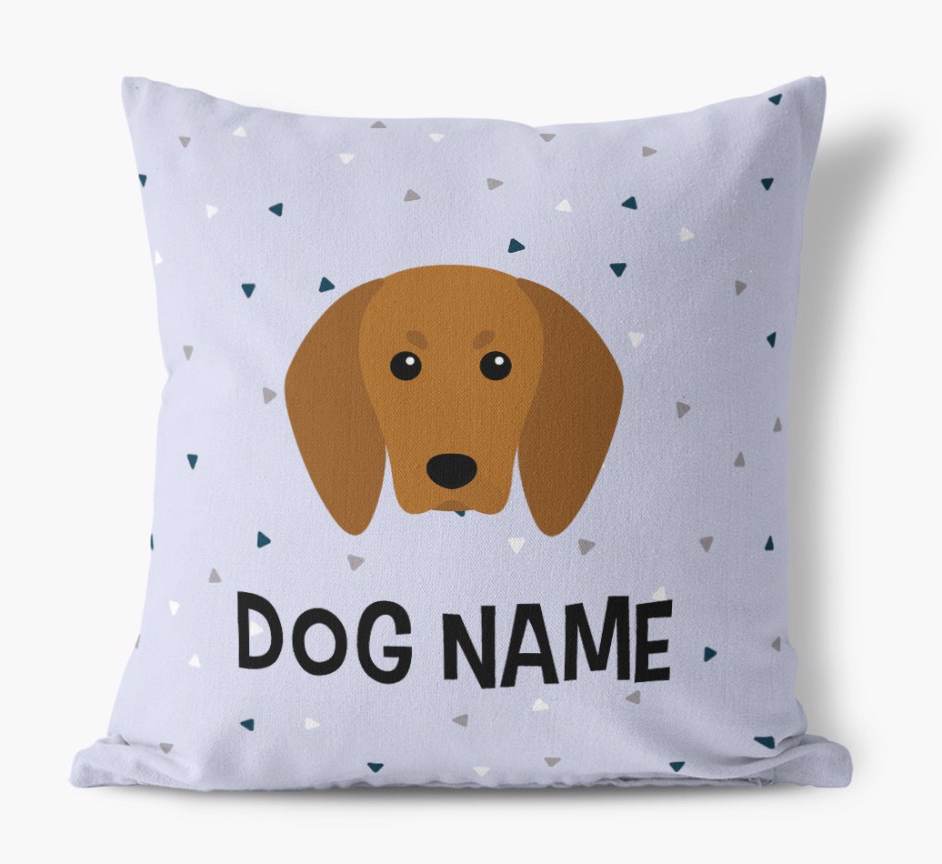 Triangle Pattern with {dogsName}'s Icon: Personalised Canvas Cushion