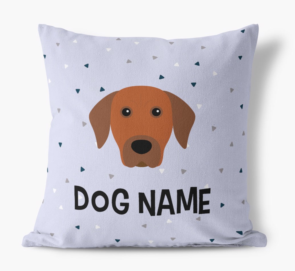 Triangle Pattern with {dogsName}'s Icon: Personalised Canvas Cushion