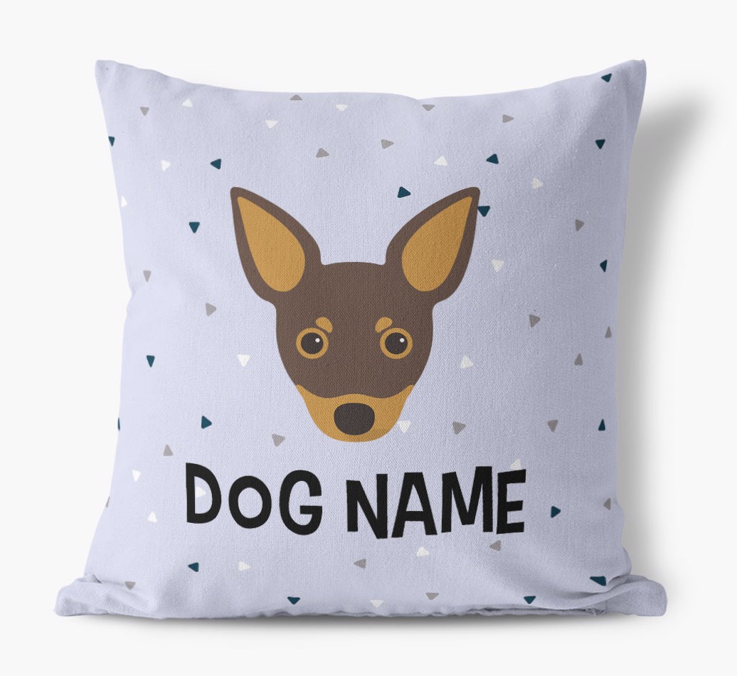 Triangle Pattern with {dogsName}'s Icon: Personalised Canvas Cushion