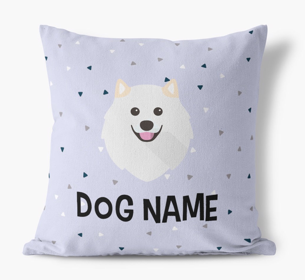 Triangle Pattern with {dogsName}'s Icon: Personalised Canvas Cushion
