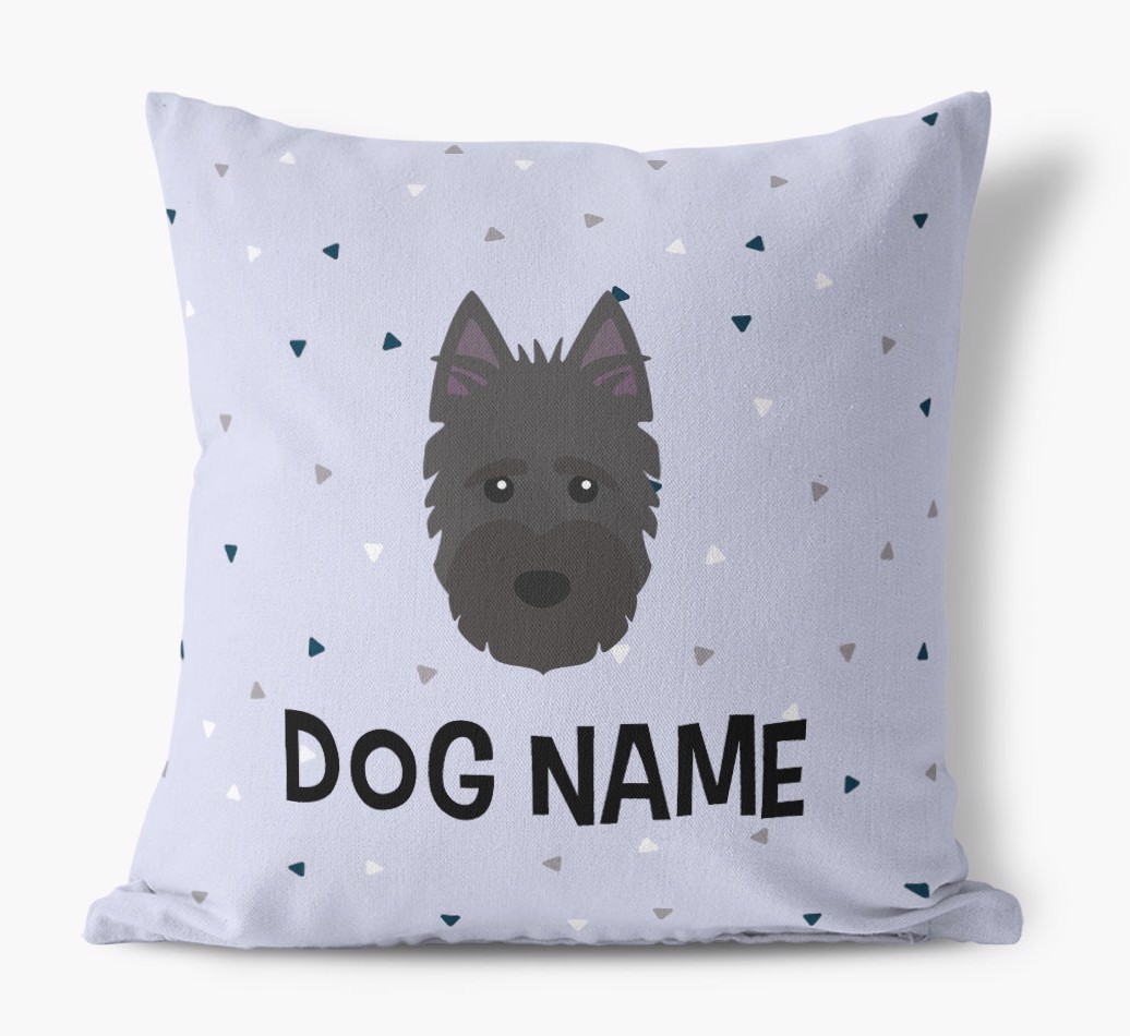 Triangle Pattern with {dogsName}'s Icon: Personalised Canvas Cushion
