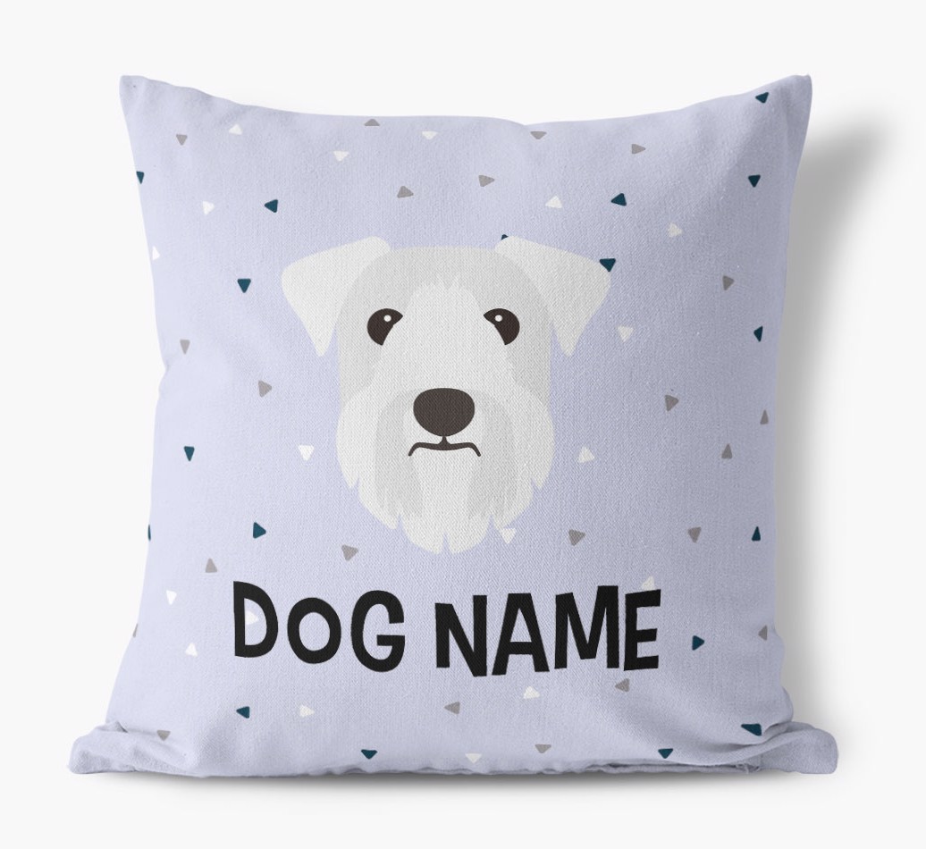 Triangle Pattern with {dogsName}'s Icon: Personalised Canvas Cushion