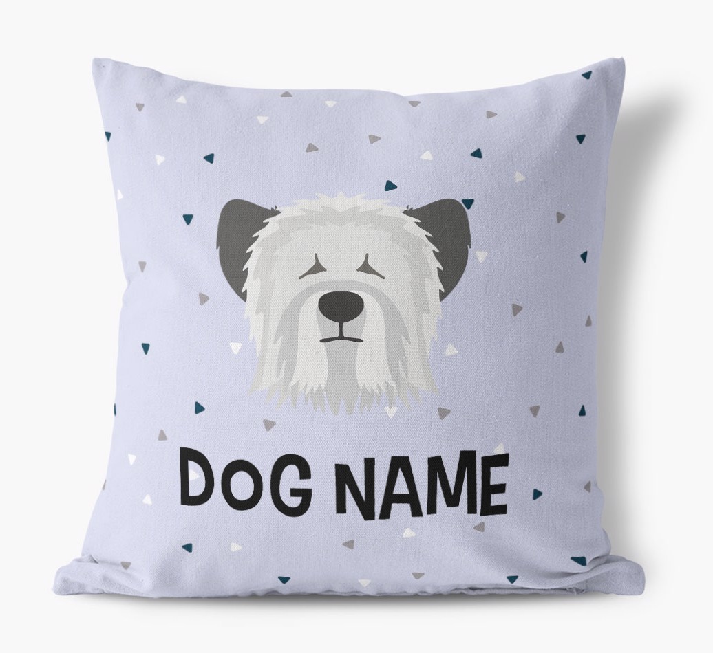 Triangle Pattern with {dogsName}'s Icon: Personalised Canvas Cushion