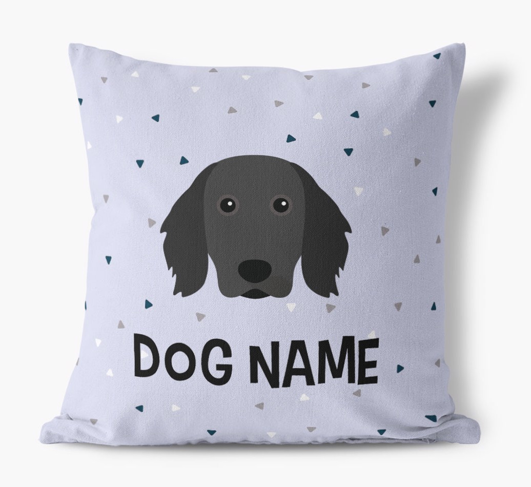 Triangle Pattern with {dogsName}'s Icon: Personalised Canvas Cushion