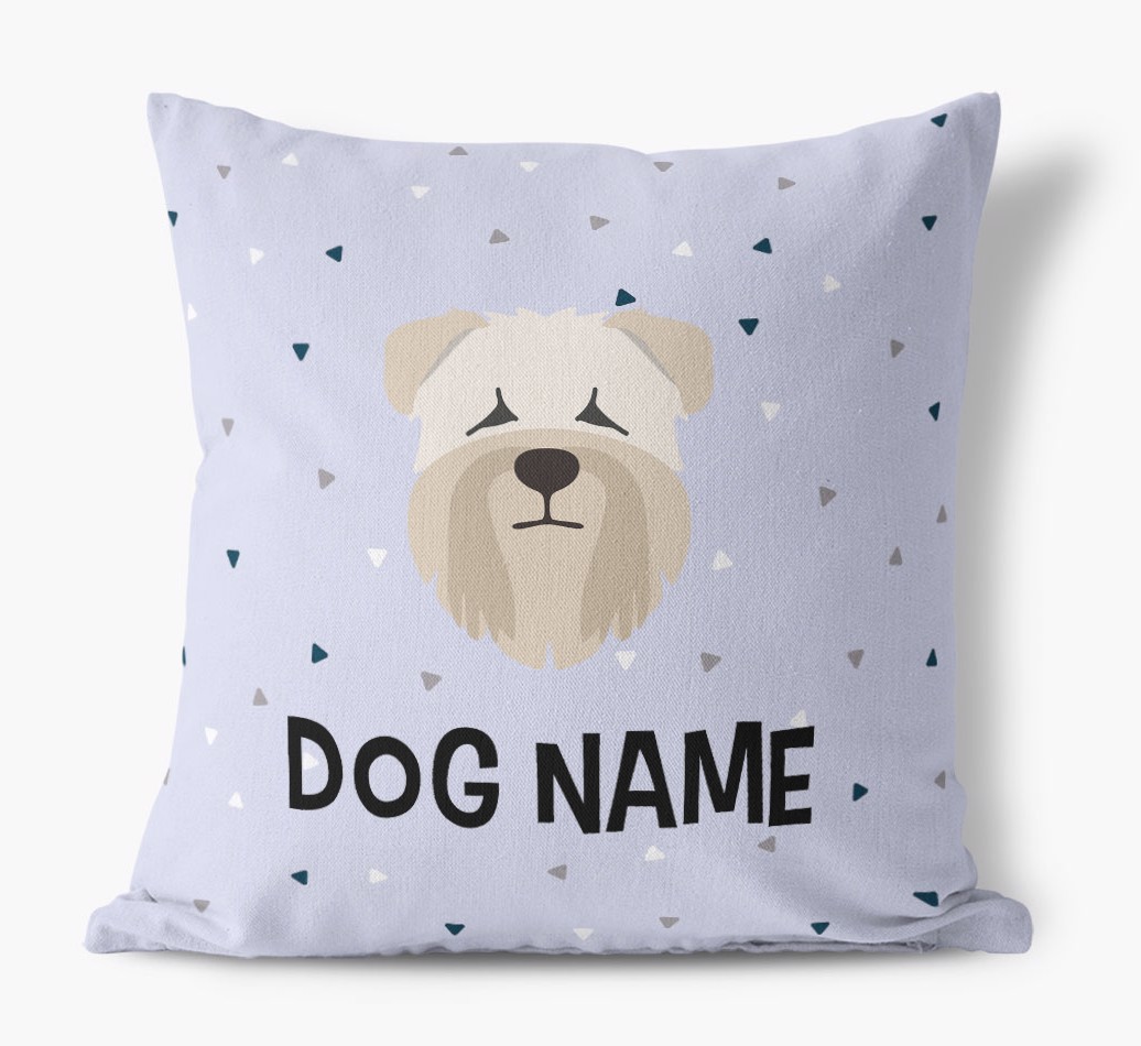 Triangle Pattern with {dogsName}'s Icon: Personalised Canvas Cushion