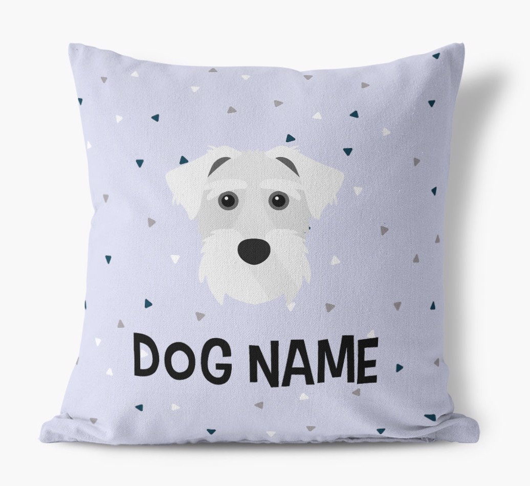 Triangle Pattern with {dogsName}'s Icon: Personalised Canvas Cushion